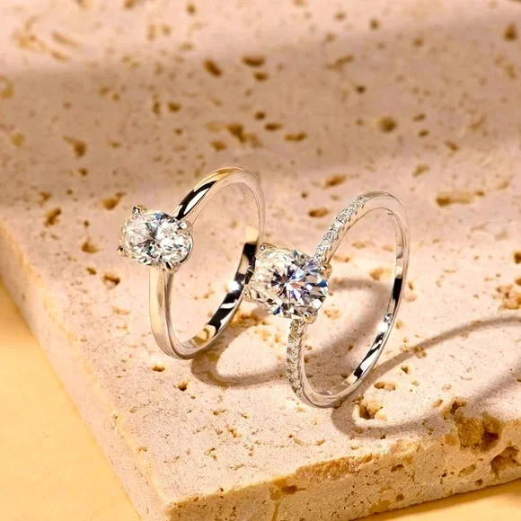 Solitaire Moissanite💍 1.5 Carats Halo Oval Cut Wedding Engagement Promis… - Picture 7 of 10